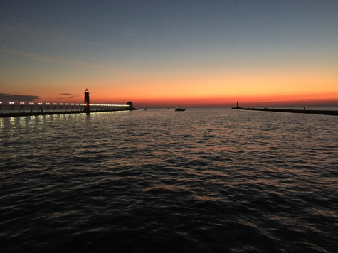 Last glow of sunset over Grand River channel